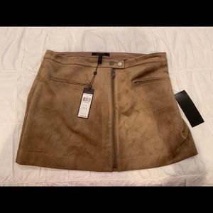 Brown suede bcbg zip up mini skirt